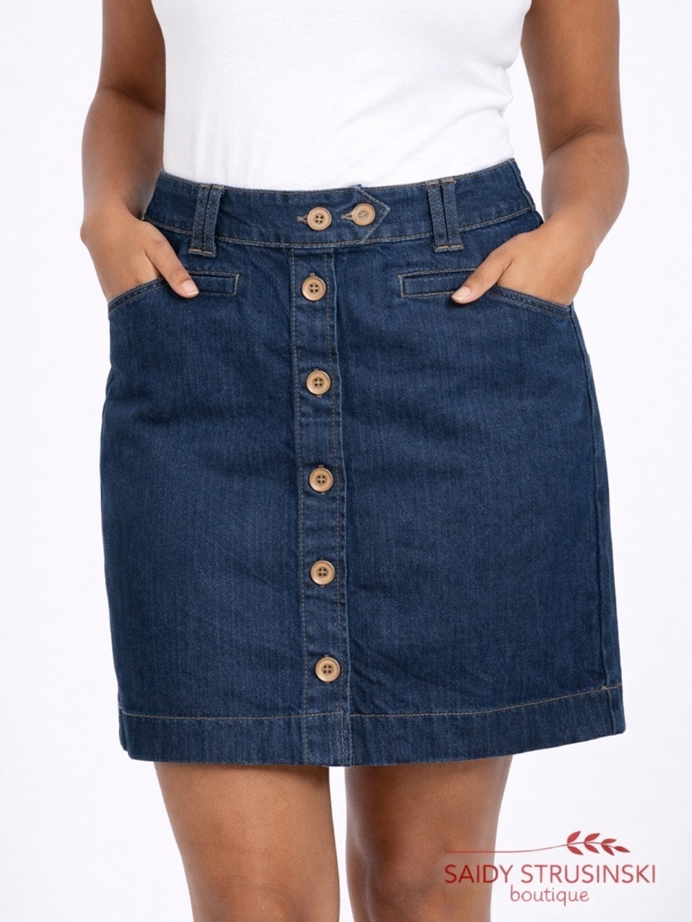 Vintage Y2K Erika Denim Button-Front Skirt Size 10